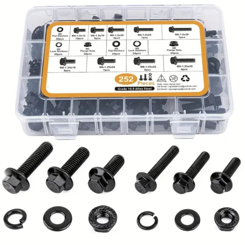 252pcs Flange Hex Head Bolt Nut Washer Kit