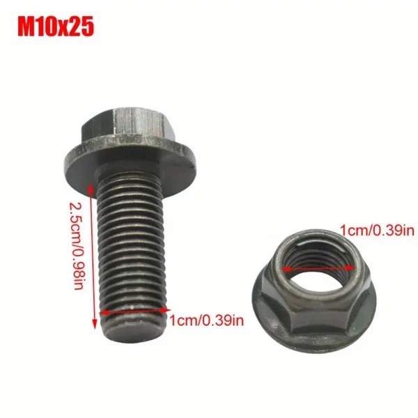 10pcs M10X25 Outer Six Corner Screws & Nuts