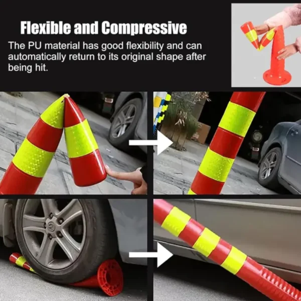 Reflective Traffic Cone with Red and White Stripes