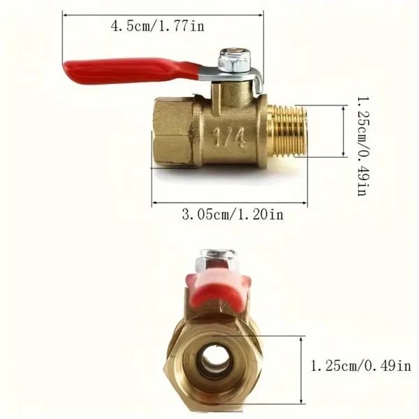 Heavy Duty Brass Ball Valve Shut Off - 1/4" NPT Male